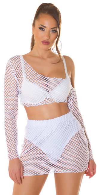 2Piece Set / net skirt and Top White
